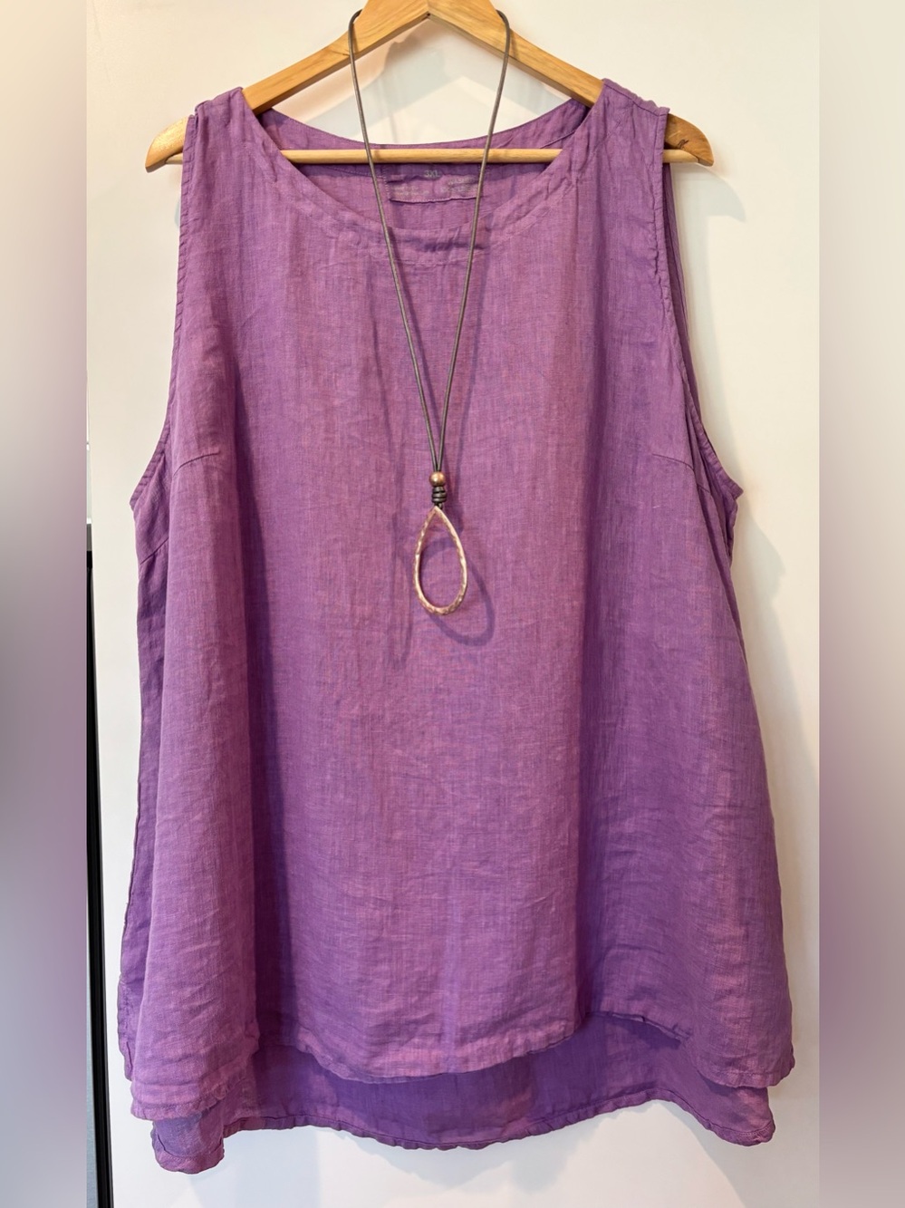 Grizas 100% Linen long tank top in a gorgeous lavender color size 3XL!